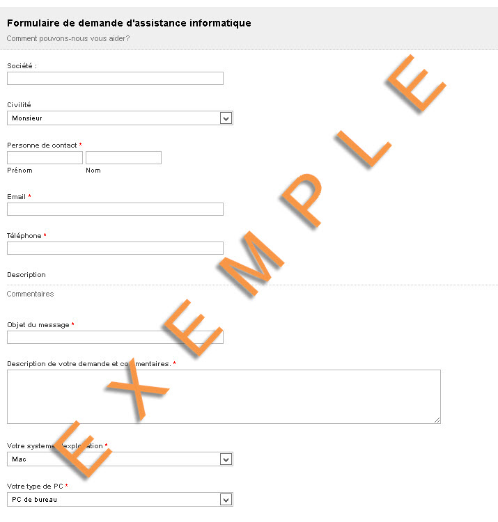 Les formulaires de demande d'assistance de Formpro
